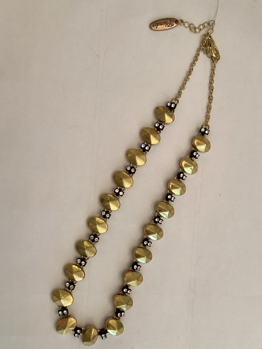 Plunder Gold Disc and Crystal Accent Necklace
